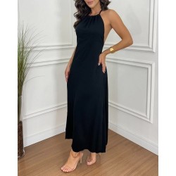 Kadın Boyundan Askılı Halter Kollu Viskon Elbise , 26102 Kadın Boyundan Askılı Halter Kollu Viskon Elbise , 26102