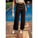 Kadın Beli Zincir Detay Ithal Krep Pantolon , 25478