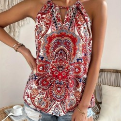 Kadın Halter Kollu Damla Detaylı Desenli Süprem Bluz, 26273 Kadın Halter Kollu Damla Detaylı Desenli Süprem Bluz, 26273