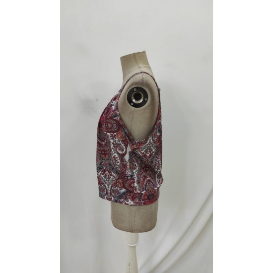 Kadın Halter Kollu Damla Detaylı Desenli Süprem Bluz, 26273 Kadın Halter Kollu Damla Detaylı Desenli Süprem Bluz, 26273