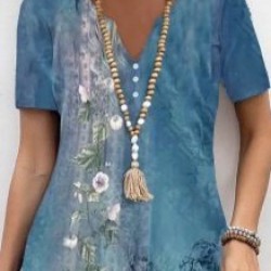 Kadın Kısa Kollu V Yakalı Desenli Süprem Elbise, 26305 Kadın Kısa Kollu V Yakalı Desenli Süprem Elbise, 26305