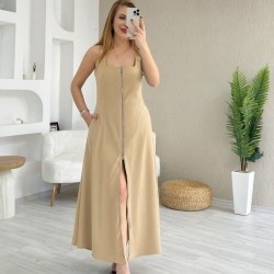 Kadın Askılı Kare Yaka önden Fermuarlı Geniş Kesim Janjan Krep Elbise , 26306 Kadın Askılı Kare Yaka önden Fermuarlı Geniş Kesim Janjan Krep Elbise , 26306