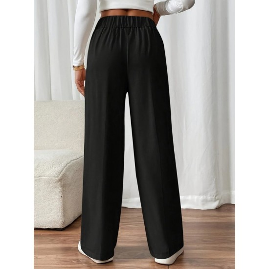 Kadın Beli Lastikli Düğmeli Ithal Krep Pantolon , 26353 Kadın Beli Lastikli Düğmeli Ithal Krep Pantolon , 26353