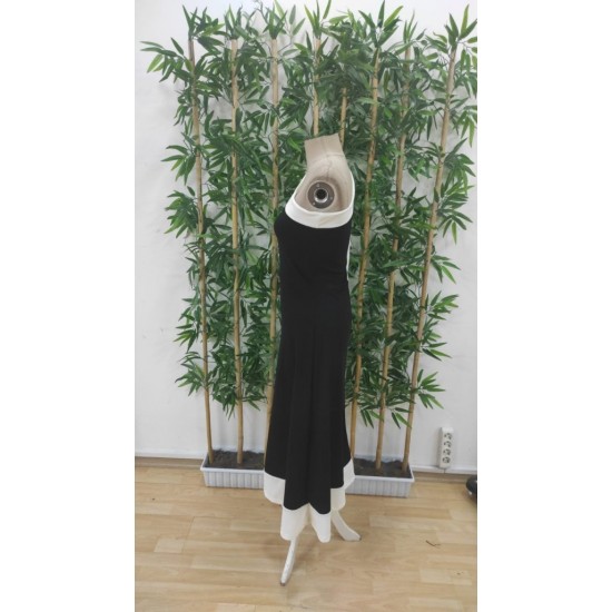 Kadın Tek Omuzu Açık Omuzlardan Kurdela Detaylı çift Renkli Ithal Krep Elbise , 26416 Kadın Tek Omuzu Açık Omuzlardan Kurdela Detaylı çift Renkli Ithal Krep Elbise , 26416