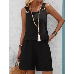 Kadın Askılı Yuvarlak Yaka Kuş Gözü Detaylı Bürümcük Bluz Ve Short Ikili Takım, 26446 Kadın Askılı Yuvarlak Yaka Kuş Gözü Detaylı Bürümcük Bluz Ve Short Ikili Takım, 26446