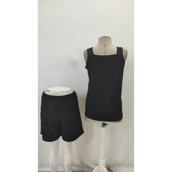 Kadın Askılı Yuvarlak Yaka Kuş Gözü Detaylı Bürümcük Bluz Ve Short Ikili Takım, 26446 Kadın Askılı Yuvarlak Yaka Kuş Gözü Detaylı Bürümcük Bluz Ve Short Ikili Takım, 26446