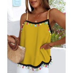 Kadın Ip Askılı Püskül Detaylı Sandy Bluz, 26480