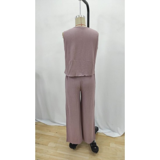 Kadın Sıfır Kollu Düğmeli Yelek Ve Pantolon Bürümcük Ikili Takım , 26489 Kadın Sıfır Kollu Düğmeli Yelek Ve Pantolon Bürümcük Ikili Takım , 26489