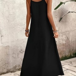 Kadın Ip Askılı V Yakalı Desenli Süprem Maxi Elbise , 26501