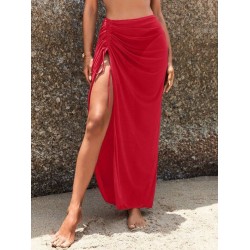 Kadın Yüksek Bel Yandan Büzgülü Uzun Tül Detaylı Pareo, 26585