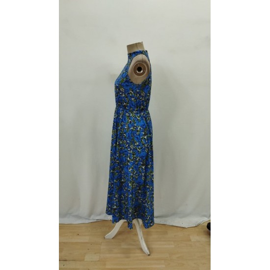 Kadın Omuzlardan Açık Daire Yaka Desenli Maxi Süprem Elbise , 26589