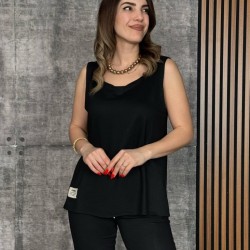 Kadın Askılı Yuvarlak Yaka Viskon Iki Iplik Bluz Ve Eşofman Altı Ikili Takım , 26613