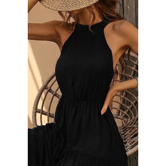 Kadın Kolsuz Halter Yaka Beli Lastikli Desenli Mikro Elbise, 26620 Kadın Kolsuz Halter Yaka Beli Lastikli Desenli Mikro Elbise, 26620
