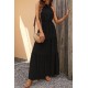 Kadın Kolsuz Halter Yaka Beli Lastikli Desenli Mikro Elbise, 26620 Kadın Kolsuz Halter Yaka Beli Lastikli Desenli Mikro Elbise, 26620