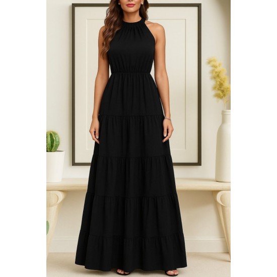 Kadın Kolsuz Halter Yaka Beli Lastikli Desenli Mikro Elbise, 26620 Kadın Kolsuz Halter Yaka Beli Lastikli Desenli Mikro Elbise, 26620