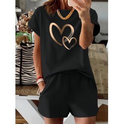 Kadın Kısa Kollu Bisiklet Yaka Viskon Iki Iplik Bluz Ve Short Ikili Takım , 26656 Kadın Kısa Kollu Bisiklet Yaka Viskon Iki Iplik Bluz Ve Short Ikili Takım , 26656