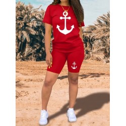 Kadın Kısa Kollu çapa Baskılı Viskon Ikili Takım, 26661 Kadın Kısa Kollu çapa Baskılı Viskon Ikili Takım, 26661