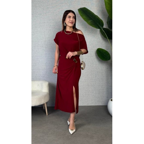 Kadın Kısa Kollu Tek Omuzdan Açık Beli Lastikli Sandy Maxi Elbise , 26690 Kadın Kısa Kollu Tek Omuzdan Açık Beli Lastikli Sandy Maxi Elbise , 26690