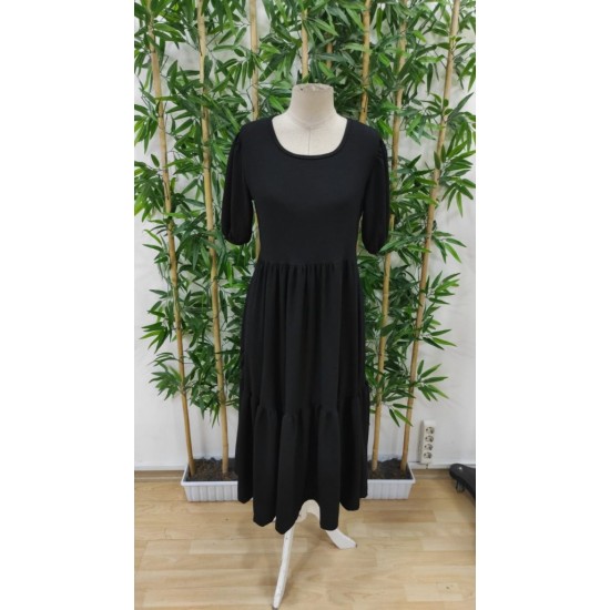 Kadın Kısa Kollu Yakası Açık Katlı Bürümcük Balon Elbise , 26687