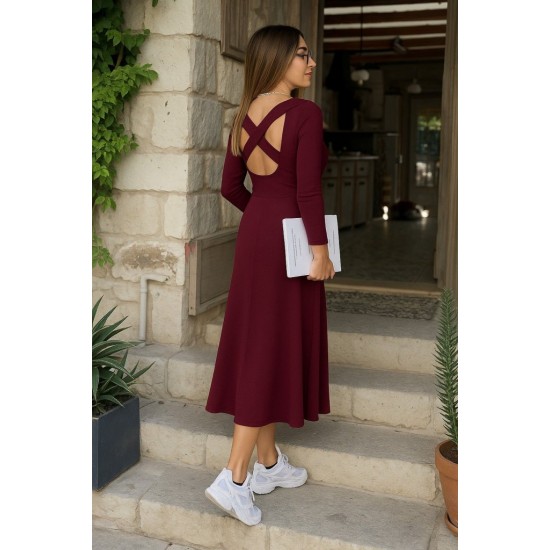 Kadın Uzun Kollu Bisiklet Yaka Arkası çapraz Detaylı Viskon Iki Iplik Maxi Elbise , 26715 Kadın Uzun Kollu Bisiklet Yaka Arkası çapraz Detaylı Viskon Iki Iplik Maxi Elbise , 26715