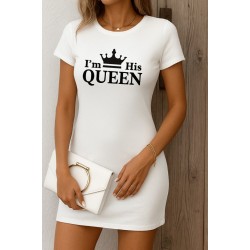 Kadın Kısa Kollu Queen Baskı Iki Iplik Mini Elbise , 26744 Kadın Kısa Kollu Queen Baskı Iki Iplik Mini Elbise , 26744