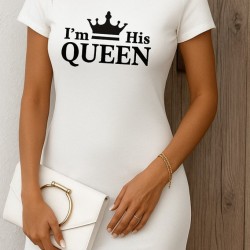 Kadın Kısa Kollu Queen Baskı Iki Iplik Mini Elbise , 26744 Kadın Kısa Kollu Queen Baskı Iki Iplik Mini Elbise , 26744