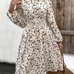 Kadın Uzun Kollu Bot Yaka Beli Lastikli Midi Süprem Elbise , 26795 Kadın Uzun Kollu Bot Yaka Beli Lastikli Midi Süprem Elbise , 26795