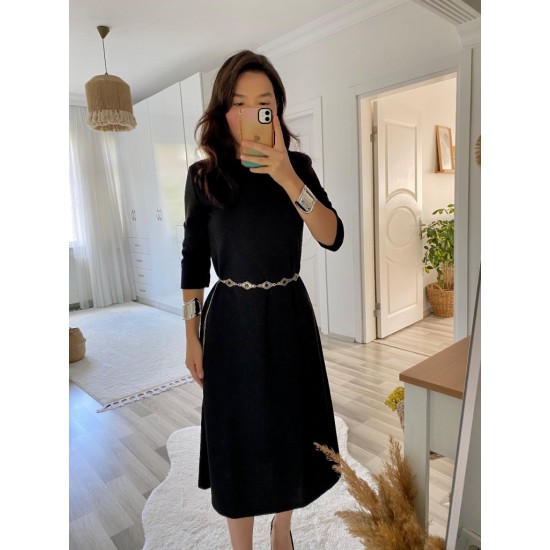 Kadın Uzun Truvakar Kol Bisiklet Yaka Midi Modal Elbise , 26800 Kadın Uzun Truvakar Kol Bisiklet Yaka Midi Modal Elbise , 26800