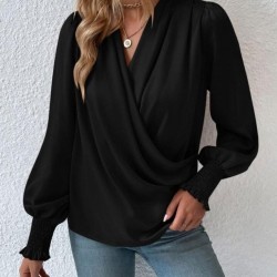 Kadın Uzun Kollu Dökümlü Kruvaze Yaka Kol Ucu Gipeli Sandy Bluz, 26826 Kadın Uzun Kollu Dökümlü Kruvaze Yaka Kol Ucu Gipeli Sandy Bluz, 26826