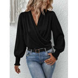 Kadın Uzun Kollu Dökümlü Kruvaze Yaka Kol Ucu Gipeli Sandy Bluz, 26826 Kadın Uzun Kollu Dökümlü Kruvaze Yaka Kol Ucu Gipeli Sandy Bluz, 26826