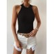 Kadın Kolsuz Halter Yaka Mini Baklava Desenli Triko Bluz, 26844 Kadın Kolsuz Halter Yaka Mini Baklava Desenli Triko Bluz, 26844