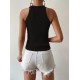 Kadın Kolsuz Halter Yaka Mini Baklava Desenli Triko Bluz, 26844 Kadın Kolsuz Halter Yaka Mini Baklava Desenli Triko Bluz, 26844