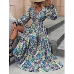 Kadın Uzun Kollu Kruvaze Yakalı Desenli Süprem Maxi Elbise, 26891 Kadın Uzun Kollu Kruvaze Yakalı Desenli Süprem Maxi Elbise, 26891