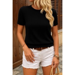 Kadın Kısa Kollu Bisiklet Yaka Triko Bluz , 26920 Kadın Kısa Kollu Bisiklet Yaka Triko Bluz , 26920