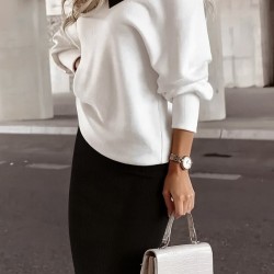 Kadın Uzun Kollu V Yakalı Viskon Iki Iplik Bluz Ve Mini Etek Ikili Takım , 26925