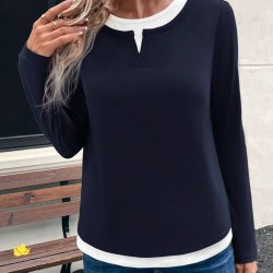 Kadın Uzun Kollu V Yakalı çift Renkli Viskon Iki Iplik Bluz , 26946 Kadın Uzun Kollu V Yakalı çift Renkli Viskon Iki Iplik Bluz , 26946