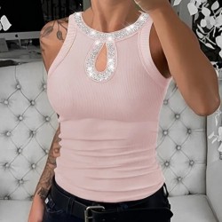 Kadın Halter Kollu Yuvarlak Taşlı Yaka Damla Detaylı Kaşkorse Bluz , 26958 Kadın Halter Kollu Yuvarlak Taşlı Yaka Damla Detaylı Kaşkorse Bluz , 26958