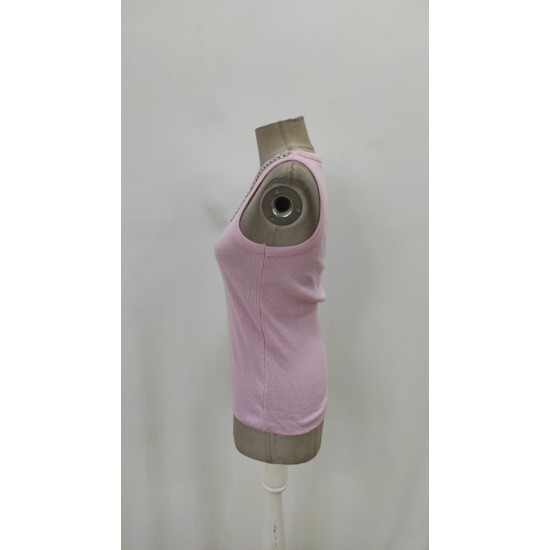 Kadın Halter Kollu Yuvarlak Taşlı Yaka Damla Detaylı Kaşkorse Bluz , 26958 Kadın Halter Kollu Yuvarlak Taşlı Yaka Damla Detaylı Kaşkorse Bluz , 26958