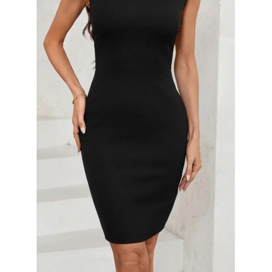 Kadın Kısa Kollu Kare Yaka Ithal Krep Elbise , 26963