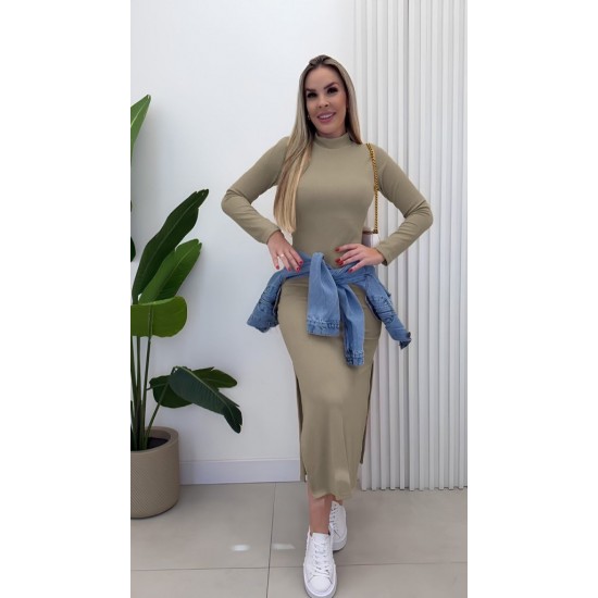 Kadın Uzun Kollu Balıkçı Yakalı Yanlardan Yırtmaçlı Kaşkorse Maxi Elbise , 26968 Kadın Uzun Kollu Balıkçı Yakalı Yanlardan Yırtmaçlı Kaşkorse Maxi Elbise , 26968