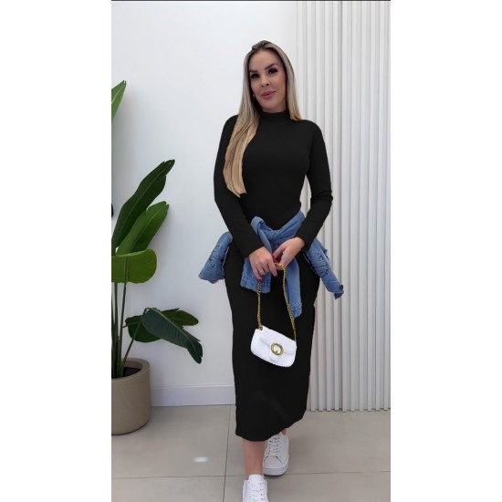 Kadın Uzun Kollu Balıkçı Yakalı Yanlardan Yırtmaçlı Kaşkorse Maxi Elbise , 26966 Kadın Uzun Kollu Balıkçı Yakalı Yanlardan Yırtmaçlı Kaşkorse Maxi Elbise , 26966
