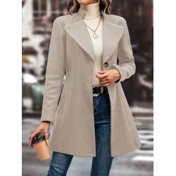 Kadın Uzun Kollu Yakalı önden Düğmeli Kısa Kaşe Kaban, 27006