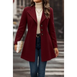 Kadın Uzun Kollu Yakalı önden Düğmeli Kısa Kaşe Kaban, 27005