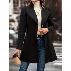 Kadın Uzun Kollu Yakalı önden Düğmeli Kısa Kaşe Kaban, 27003