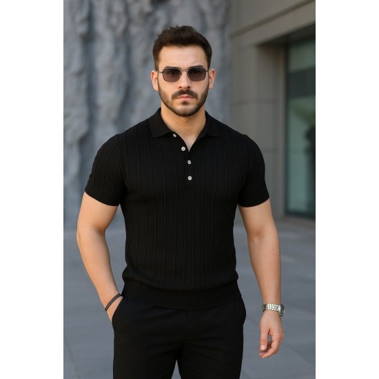 Erkek Kısa Kollu Polo Yakalı Düğmeli Triko Bluz, 27011 Erkek Kısa Kollu Polo Yakalı Düğmeli Triko Bluz, 27011