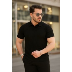 Erkek Kısa Kollu Yakalı çizgi Desenli Triko Bluz , 27012 Erkek Kısa Kollu Yakalı çizgi Desenli Triko Bluz , 27012