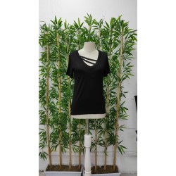 Kadın Kısa Kollu V Yaka şerit Detay Viskon Bluz, 27013 Kadın Kısa Kollu V Yaka şerit Detay Viskon Bluz, 27013