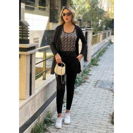 Kadın Uzun Kollu Krep üçlü Takım, 27073 Kadın Uzun Kollu Krep üçlü Takım, 27073