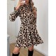 Kadın Uzun Kollu Yarı Balıkçı Yaka Leopar Desenli Modal Mini Elbise , 27130 Kadın Uzun Kollu Yarı Balıkçı Yaka Leopar Desenli Modal Mini Elbise , 27130