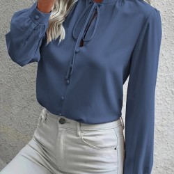 Kadın Uzun Kollu Yakalı Yakadan Bağcıklı Düğmeli Sandy Bluz , 27145 Kadın Uzun Kollu Yakalı Yakadan Bağcıklı Düğmeli Sandy Bluz , 27145